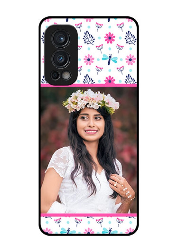 Oneplus Nord 2 5G Photo Printing on Glass Case  - Colorful Flower Design