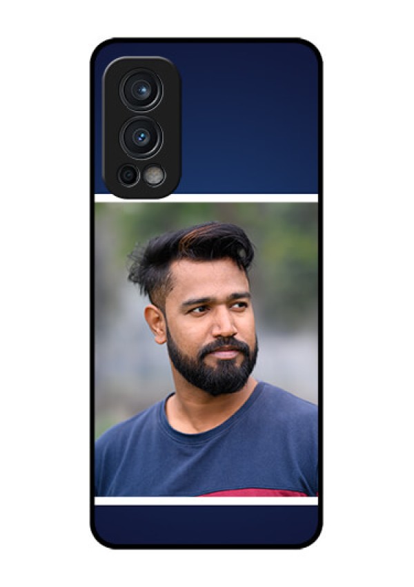 Oneplus Nord 2 5G Personalized Glass Phone Case  - Simple Royal Blue Design
