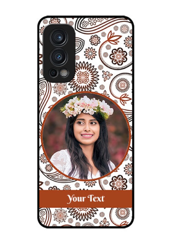 Oneplus Nord 2 5G Custom Glass Mobile Case  - Abstract Floral Design 