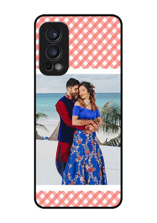 Oneplus Nord 2 5G Personalized Glass Phone Case  - Pink Pattern Design