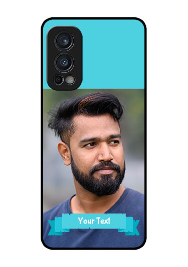 Oneplus Nord 2 5G Personalized Glass Phone Case  - Simple Blue Color Design