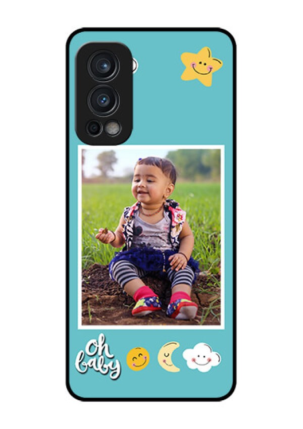 Oneplus Nord 2 5G Personalized Glass Phone Case  - Smiley Kids Stars Design