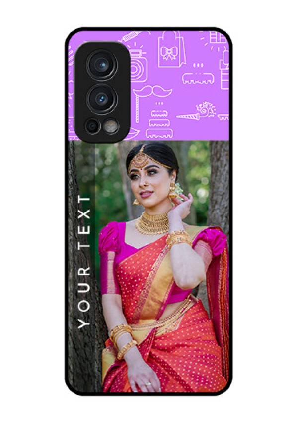 Oneplus Nord 2 5G Custom Glass Mobile Case  - Birthday Icons Design