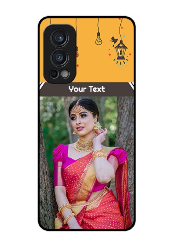 Oneplus Nord 2 5G Custom Glass Mobile Case  - with Family Picture and Icons 
