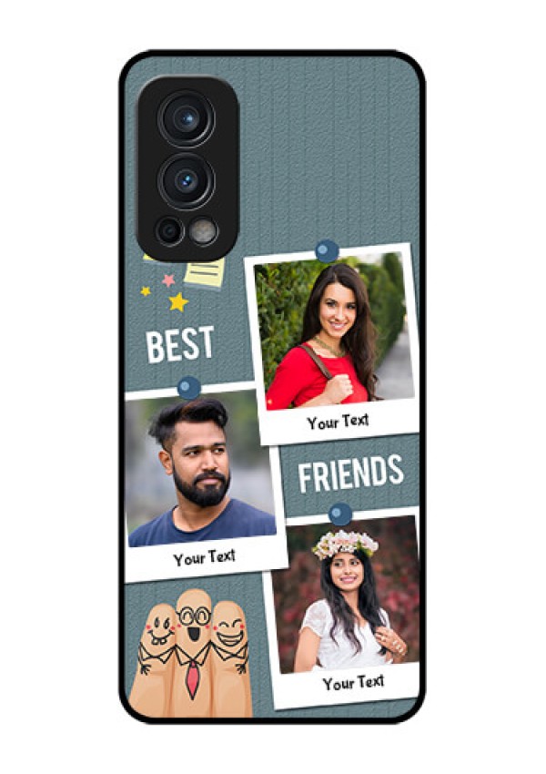 Oneplus Nord 2 5G Personalized Glass Phone Case  - Sticky Frames and Friendship Design