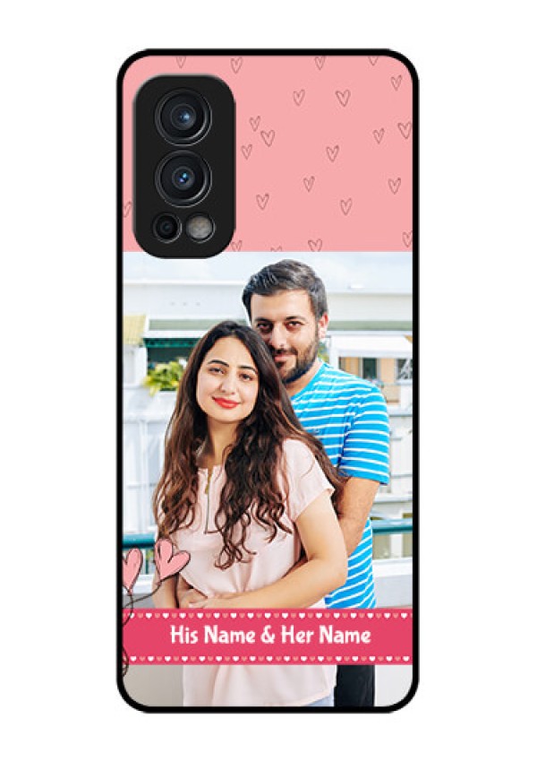 Oneplus Nord 2 5G Personalized Glass Phone Case  - Love Design Peach Color