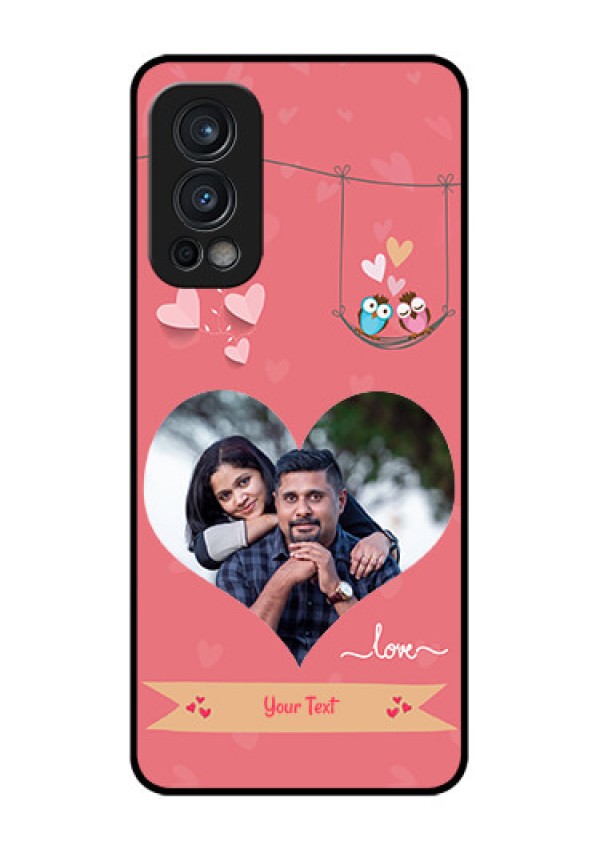 Oneplus Nord 2 5G Personalized Glass Phone Case  - Peach Color Love Design 