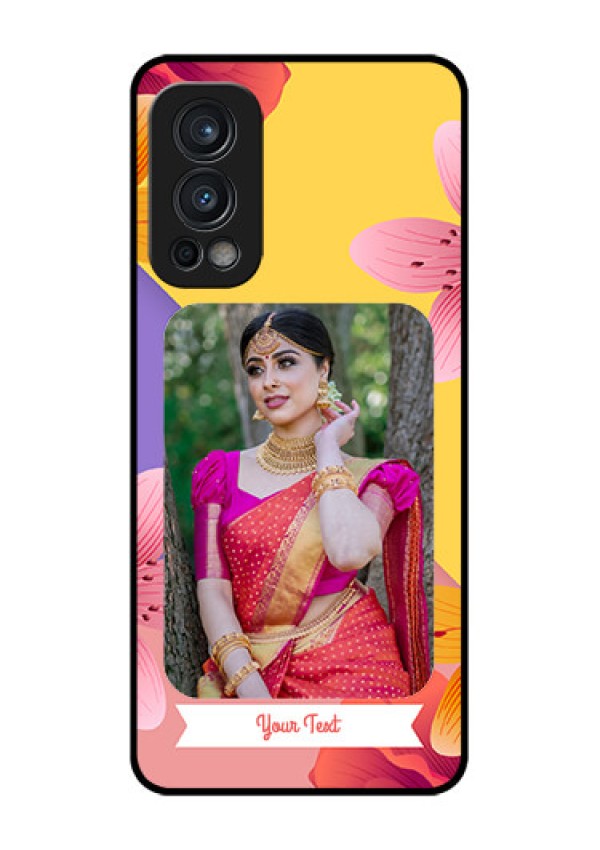 Oneplus Nord 2 5G Custom Glass Mobile Case  - 3 Image With Vintage Floral Design