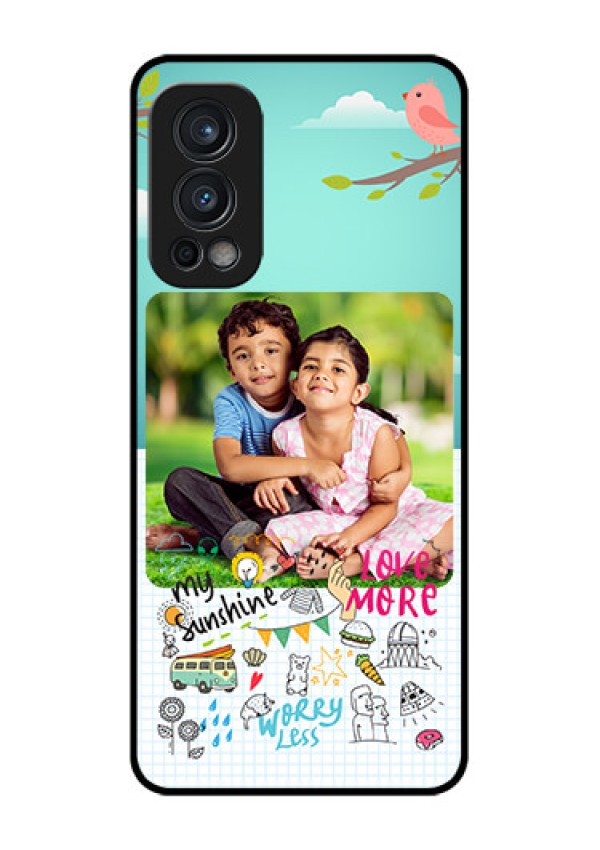 Oneplus Nord 2 5G Photo Printing on Glass Case  - Doodle love Design