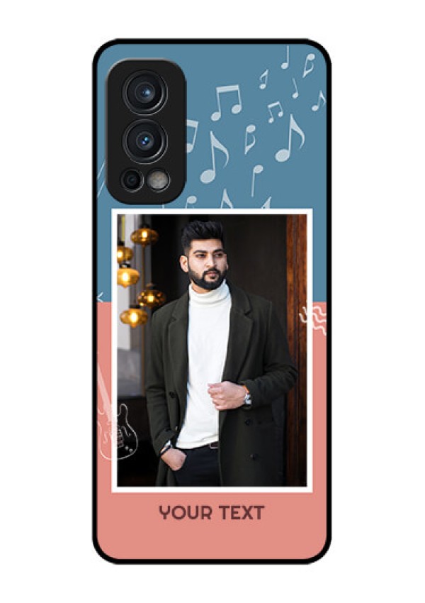 Oneplus Nord 2 5G Photo Printing on Glass Case  - with Color Musical Note Design