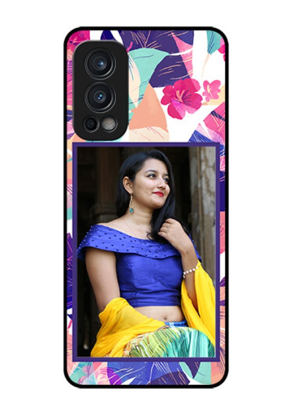 Oneplus Nord 2 5G Custom Glass Mobile Case  - Abstract Floral Design