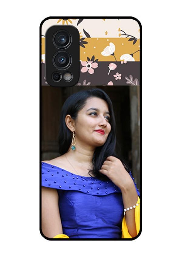 Oneplus Nord 2 5G Custom Glass Phone Case  - Stylish Floral Design
