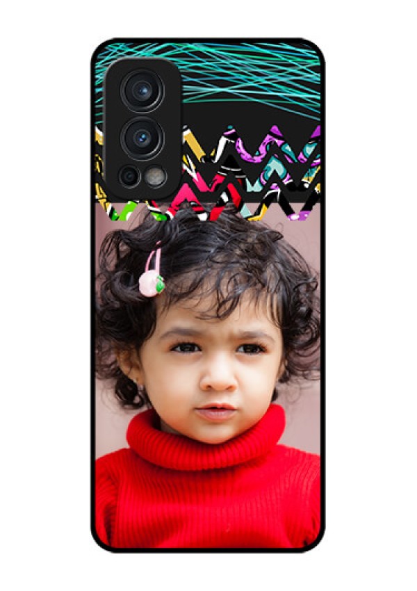 Oneplus Nord 2 5G Personalized Glass Phone Case  - Neon Abstract Design