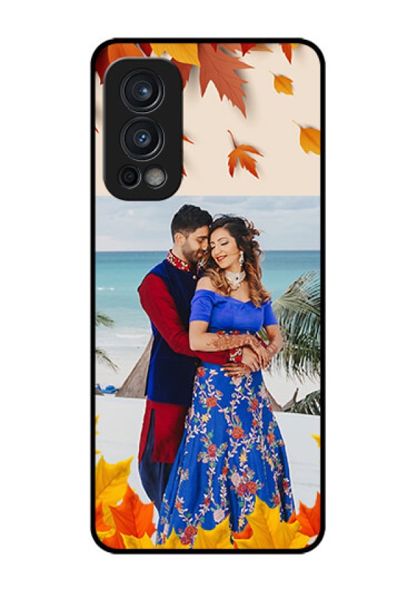 Oneplus Nord 2 5G Photo Printing on Glass Case  - Autumn Maple Leaves Design