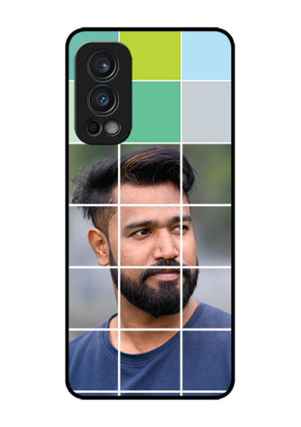 Oneplus Nord 2 5G Photo Printing on Glass Case  - with white box pattern 