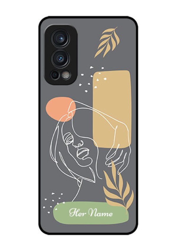 Nord 2 5G Custom Glass Phone Case - Gazing Woman line art Design
