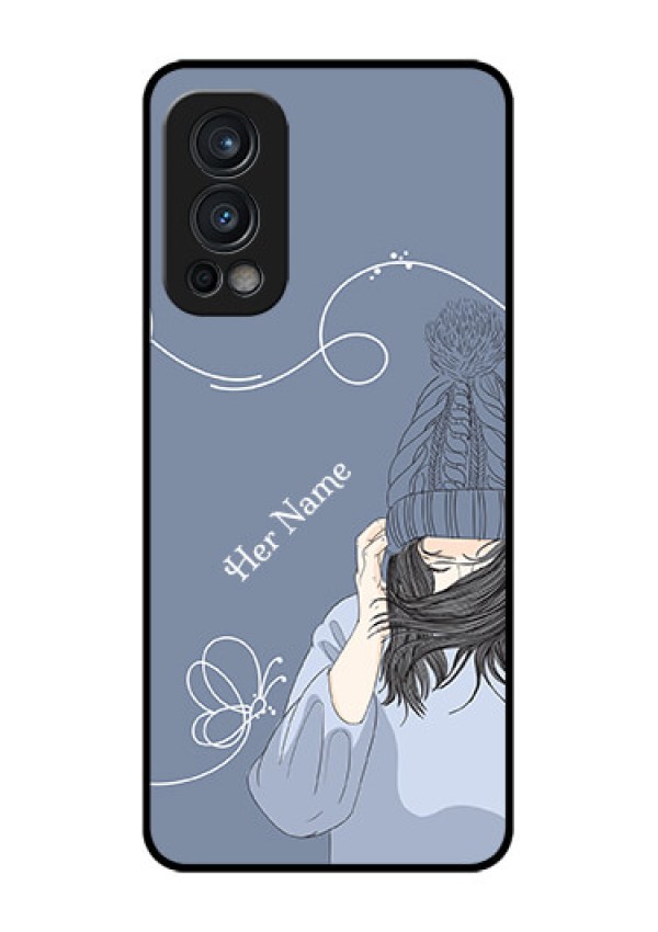 Nord 2 5G Custom Glass Mobile Case - Girl in winter outfit Design