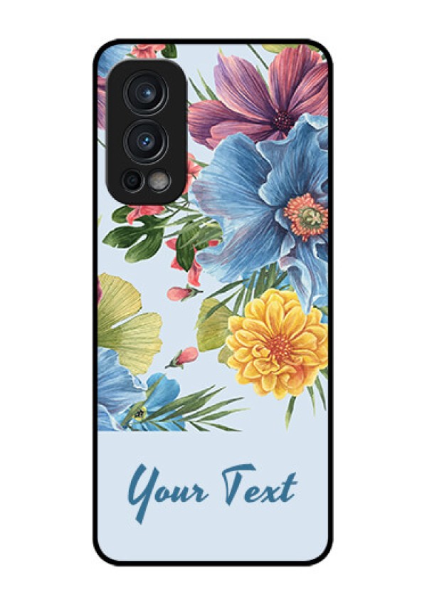 Nord 2 5G Custom Glass Mobile Case - Stunning Watercolored Flowers Painting Design