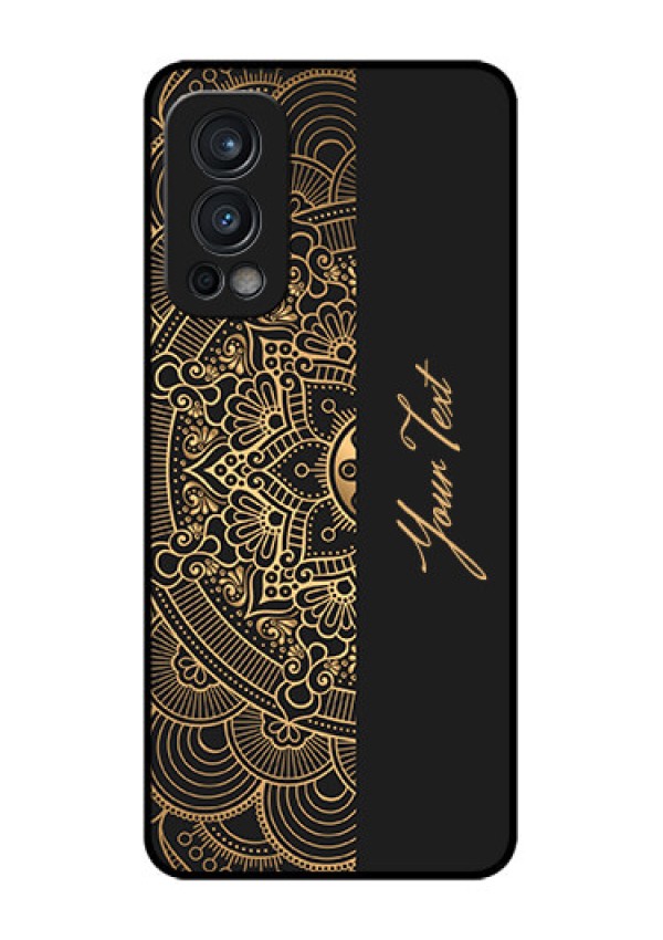 Nord 2 5G Photo Printing on Glass Case - Mandala art with custom text Design