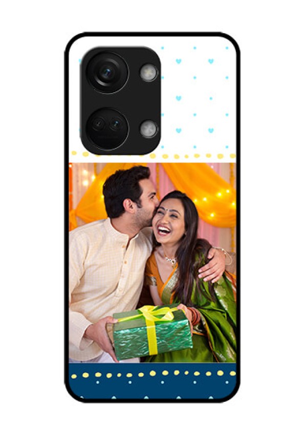 OnePlus Nord 3 5G Personalized Glass Phone Case - White and Blue Abstract Design