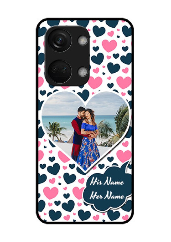 OnePlus Nord 3 5G Custom Glass Phone Case - Pink & Blue Heart Design