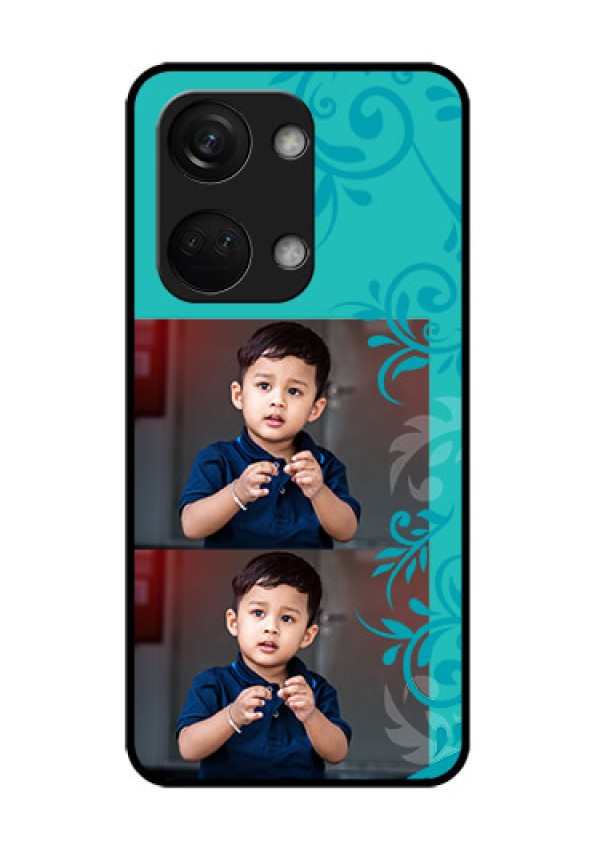 OnePlus Nord 3 5G Personalized Glass Phone Case - with Photo and Green Floral Design