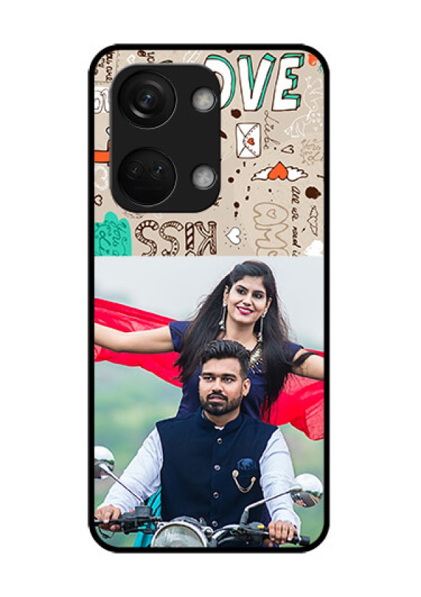 OnePlus Nord 3 5G Custom Glass Phone Case - Love Doodle Pattern
