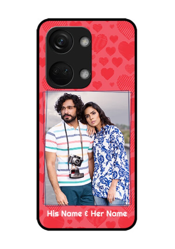 OnePlus Nord 3 5G Photo Printing on Glass Case - with Red Heart Symbols Design