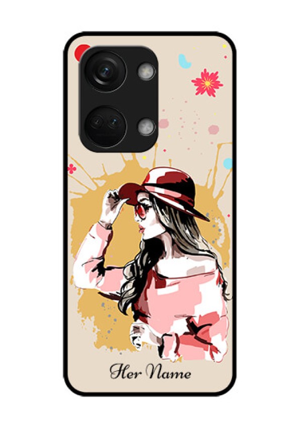 OnePlus Nord 3 5G Photo Printing on Glass Case - Women with pink hat Design