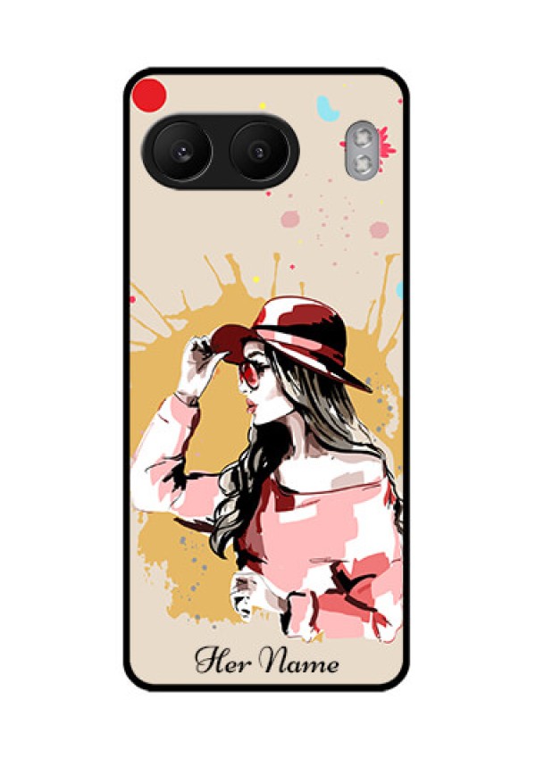 OnePlus Nord 4 5G Custom Glass Phone CaseWomen With Pink Hat Design
