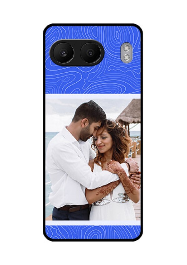 OnePlus Nord 4 5G Custom Glass Phone CaseCurved Line Art With Blue And White Design