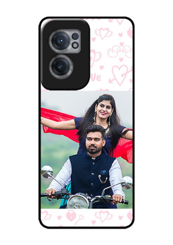 OnePlus Nord CE 2 5G Custom Glass Mobile Case - Pink Flying Heart Design