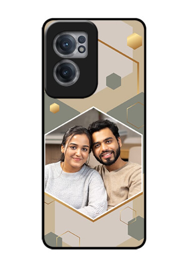 OnePlus Nord CE 2 5G Photo Printing on Glass Case - Stylish Hexagon Pattern Design