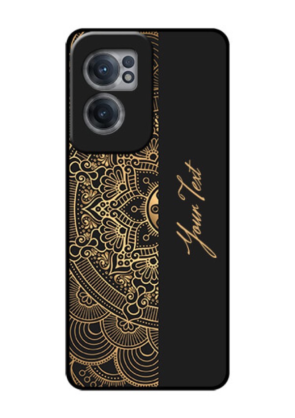 OnePlus Nord CE 2 5G Photo Printing on Glass Case - Mandala art with custom text Design