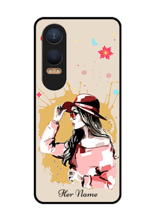 OnePlus Nord Ce 4 Lite 5G Custom Glass Phone CaseWomen With Pink Hat Design
