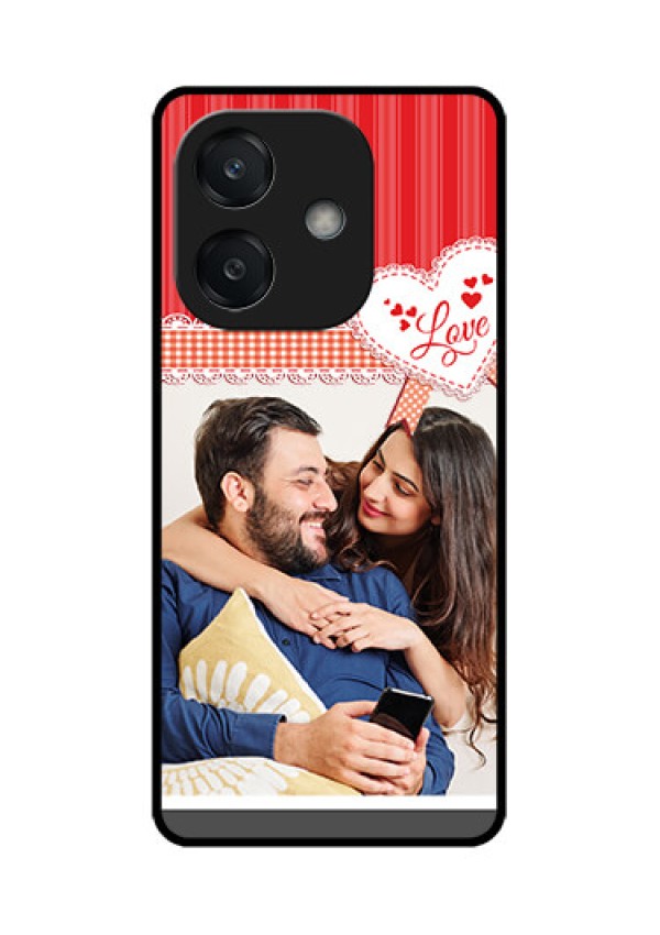 Oppo A3 5G Custom Glass Phone CaseRed Love Pattern Design