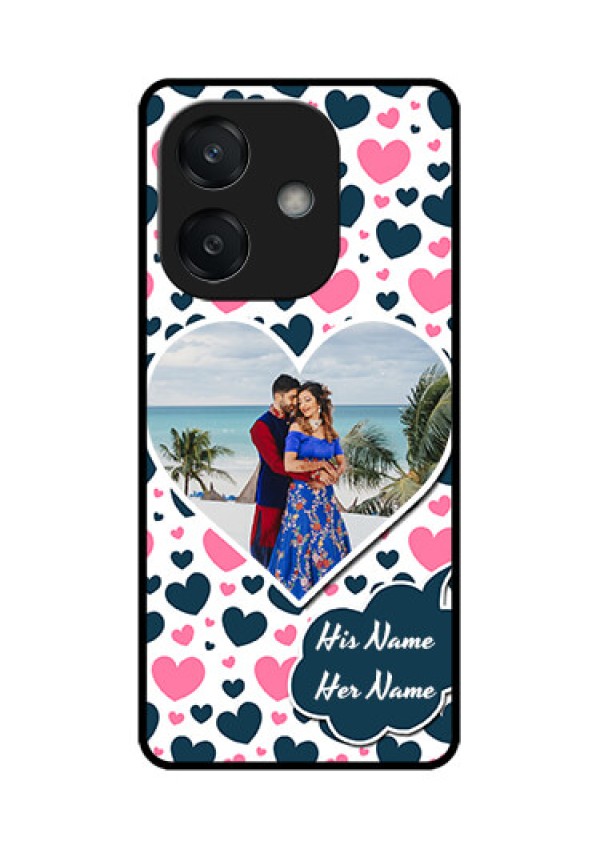 Oppo A3 5G Custom Glass Phone CasePink and Blue Heart Design