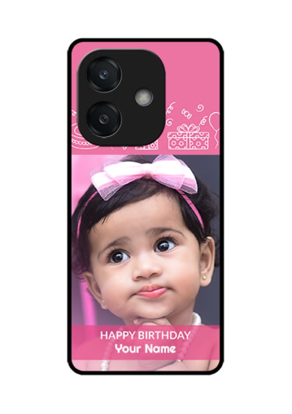 Oppo A3 5G Custom Glass Phone CaseWith Birthday Line Art Design