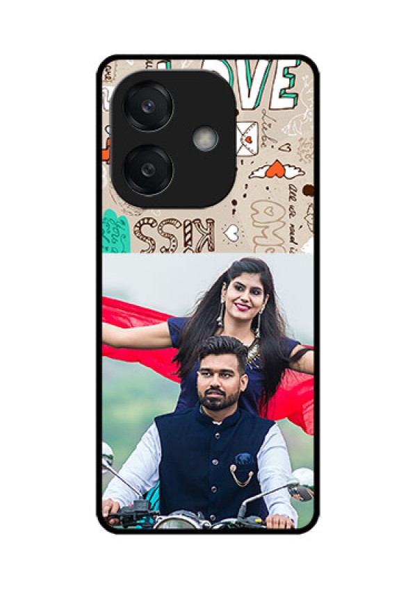 Oppo A3 5G Custom Glass Phone CaseLove Doodle Pattern