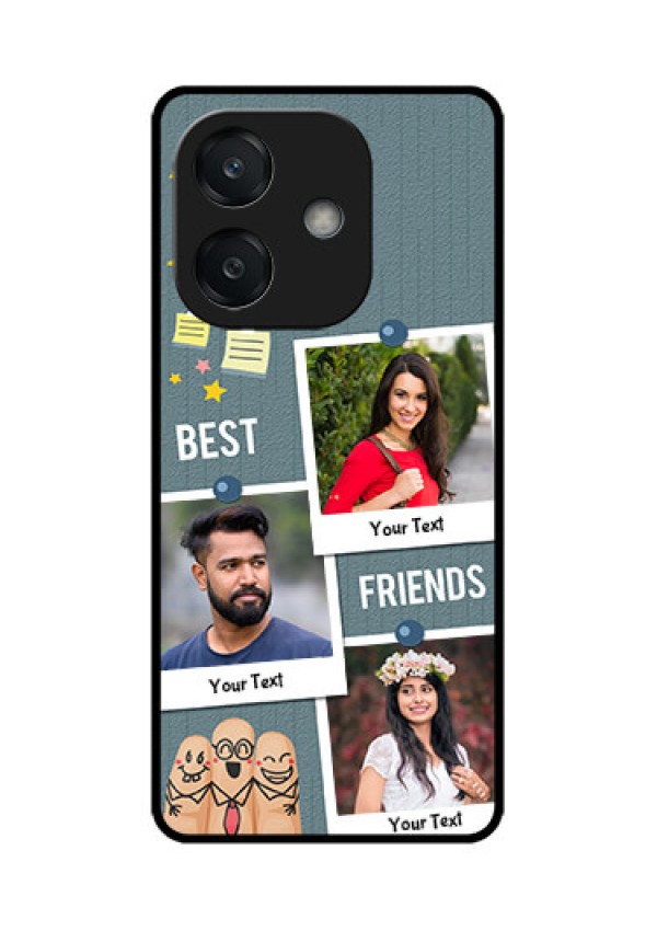 Oppo A3 5G Custom Glass Phone CaseSticky Frames And Friendship Design