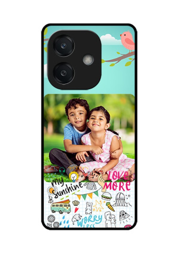 Oppo A3 5G Custom Glass Phone CaseDoodle Love Design