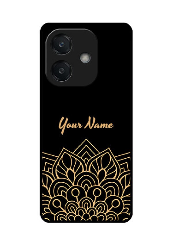 Oppo A3 5G Custom Glass Phone CaseGolden Mandala Design