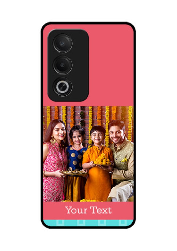 Oppo A3 Pro 5G Custom Glass Phone CasePeach and Blue Color Design