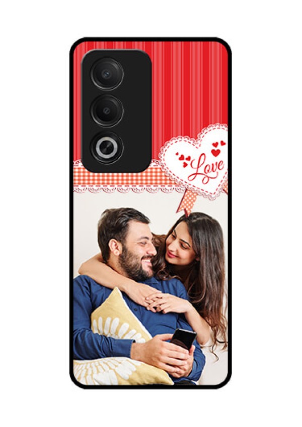 Oppo A3 Pro 5G Custom Glass Phone CaseRed Love Pattern Design