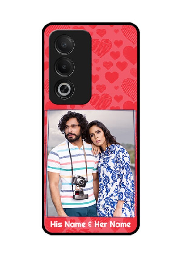 Oppo A3 Pro 5G Custom Glass Phone CaseWith Red Heart Symbols Design