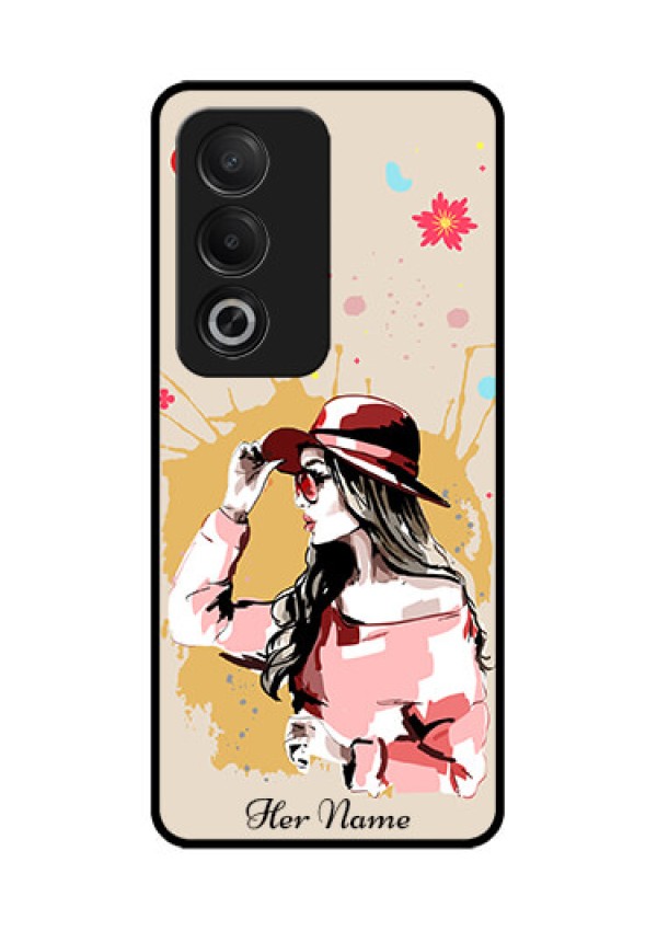 Oppo A3 Pro 5G Custom Glass Phone CaseWomen With Pink Hat Design