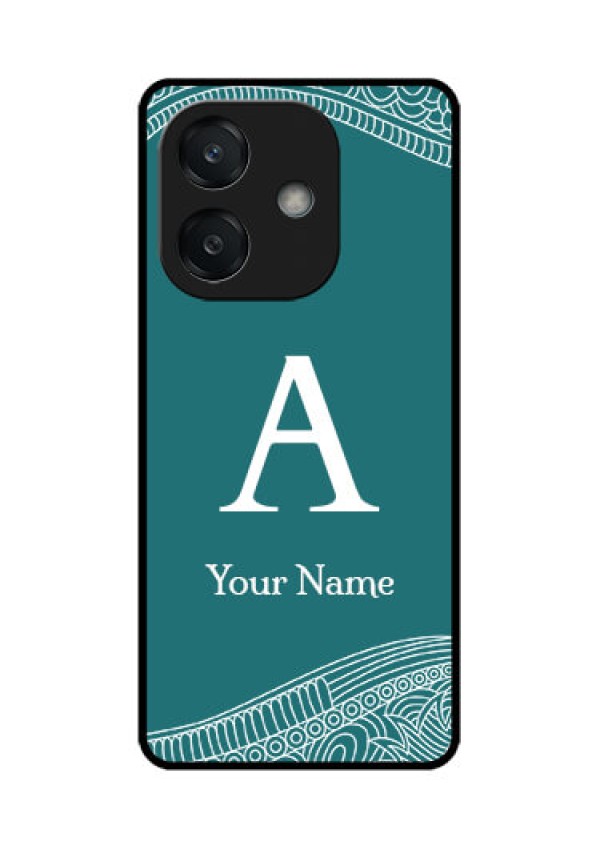Oppo A3X 5G Custom Glass Phone CaseLine Art Pattern With Custom Name Design