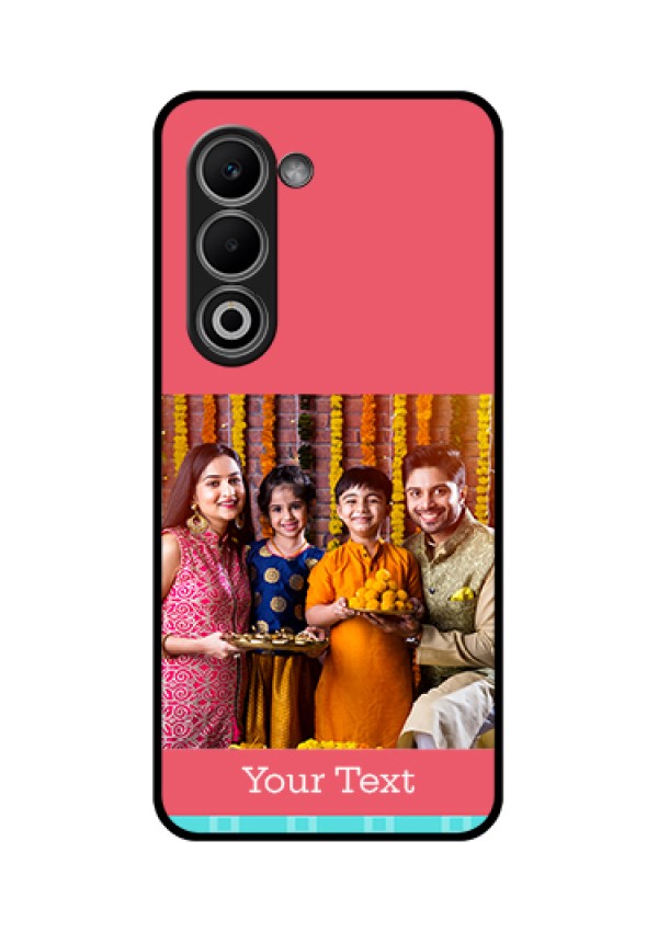 Oppo A5 5G Custom Glass Phone Case - Peach & Blue Color Design