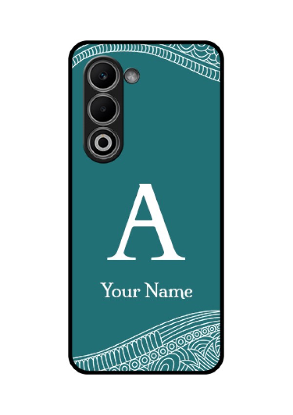 Oppo A5 5G Custom Glass Phone Case - Line Art Pattern With Custom Name Design