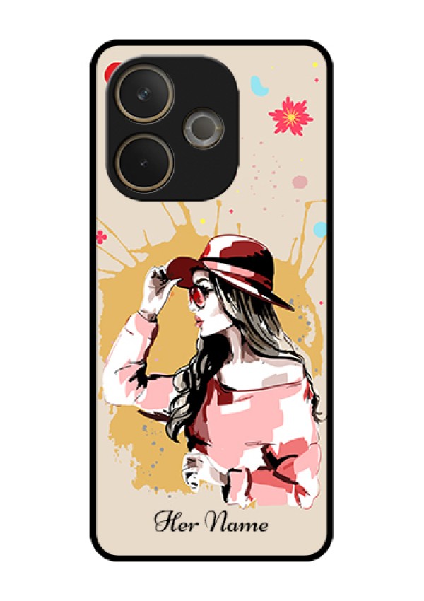 Oppo A5 Pro 5G Custom Glass Phone Case - Women With Pink Hat Design